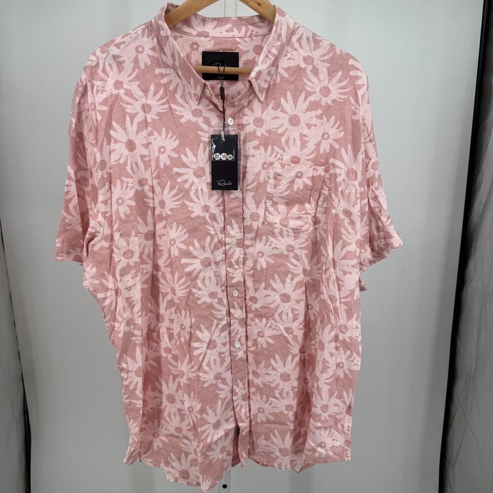 Rails Carson Shirt Mens 2XL Perennial Pink Button Up Floral Linen Blend Resort